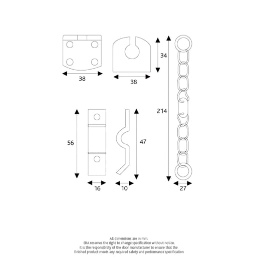 ERA PVCU/Timber Door Chain Chrome Finish