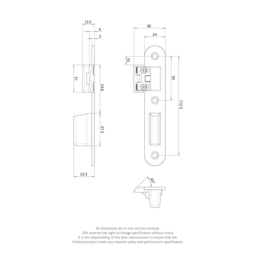 SureFire Hook Keep for Composite/Timber Doors Zinc 44mm Right Hand
