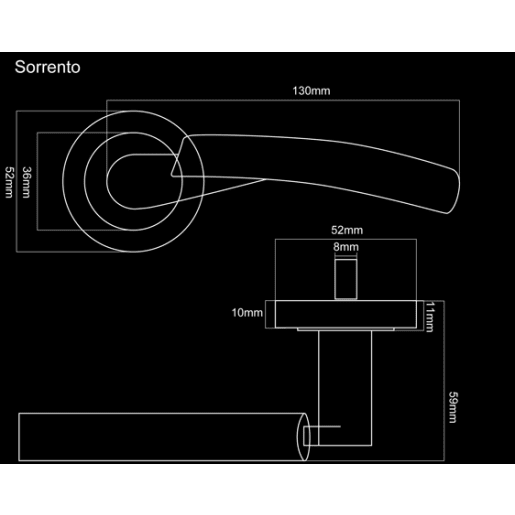 Fortessa Sorrento Lever Door Handles on Rose 135 x 51mm