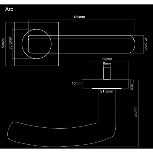 Fortessa Arc Lever Door Handles on Rose 129 x 53mm Polished Chrome