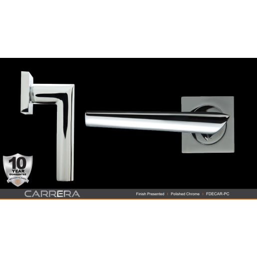 Fortessa Carrera Lever Door Handles on Rose 129 x 53mm Polished Chrome