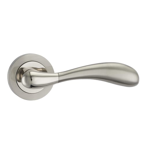 Fortessa Maya Lever Door Handles on Rose 130 x 51mm Polished Nickel/Satin Nickel