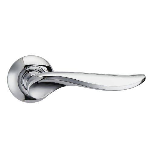 Fortessa Achilles Lever Door Handle on Round Rose 130 x 51mm Polished Chrome