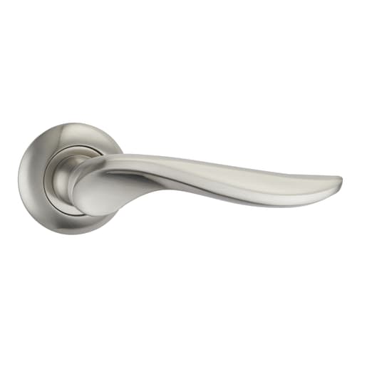 Fortessa Achilles Lever Door Handle on Round Rose 130 x 51mm Satin Nickel Plated