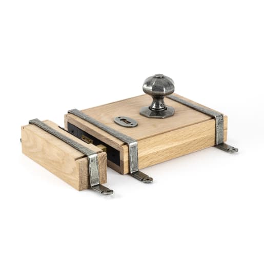 From The Anvil Pewter Oak Box Lock & Octagonal Knob Set