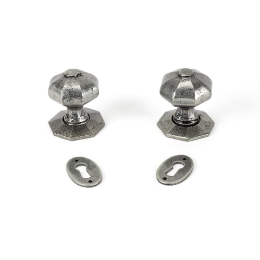 From The Anvil Pewter Oak Box Lock & Octagonal Knob Set