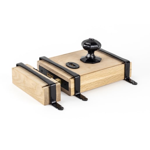 From The Anvil Black Oak Box Lock & Octagonal Knob Set