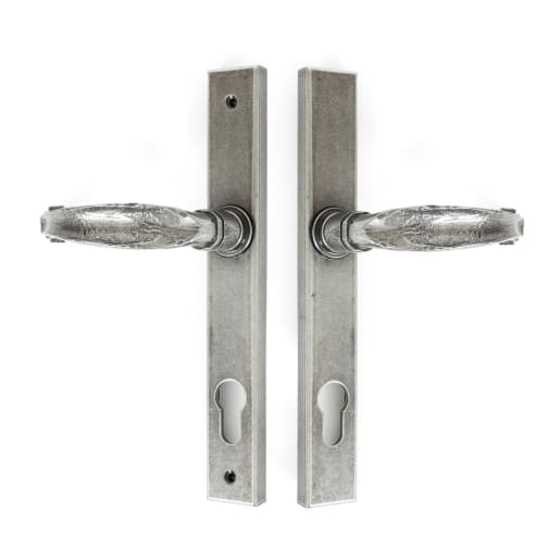 From The Anvil Pewter Cottage Slimline Lever Espag. Lock Set