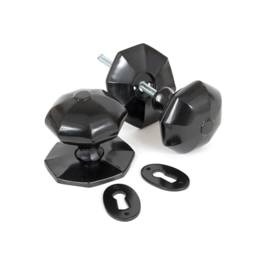 From The Anvil Black Large Octagonal Mortice/Rim Knob Set