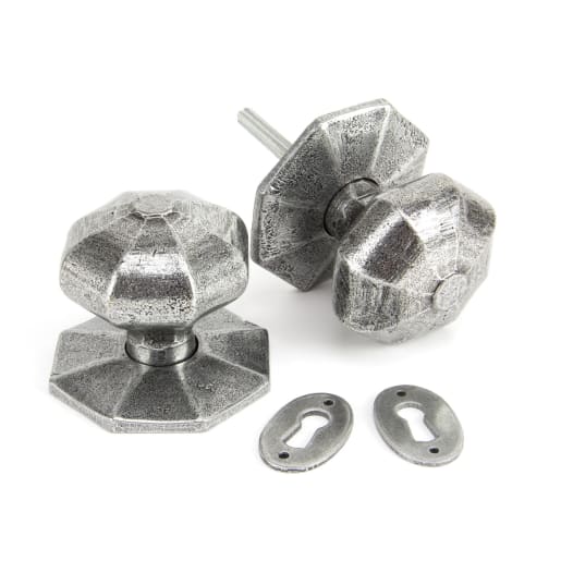 From The Anvil Pewter Large Octagonal Mortice/Rim Knob Set