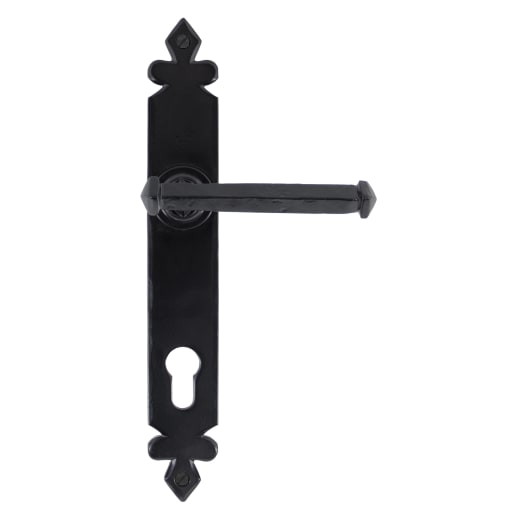 From The Anvil Black Tudor Lever Espag. Lock Set
