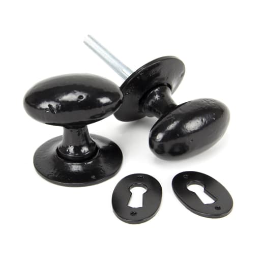 From The Anvil Black Oval Mortice/Rim Knob Set