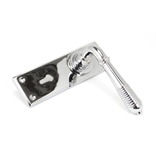 From The Anvil Polished Chrome Reeded Lever Lock Set