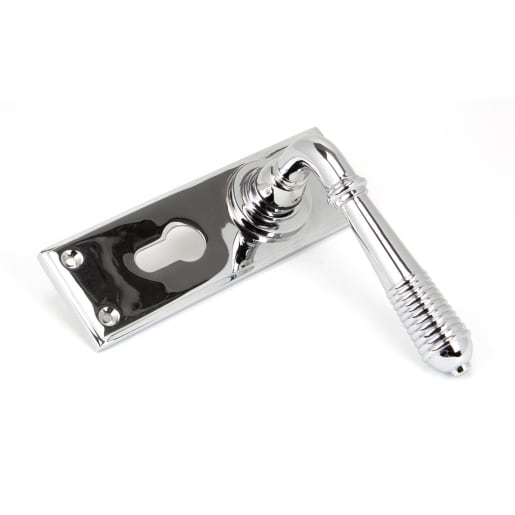 From The Anvil Polished Chrome Reeded Lever Euro Lock Set