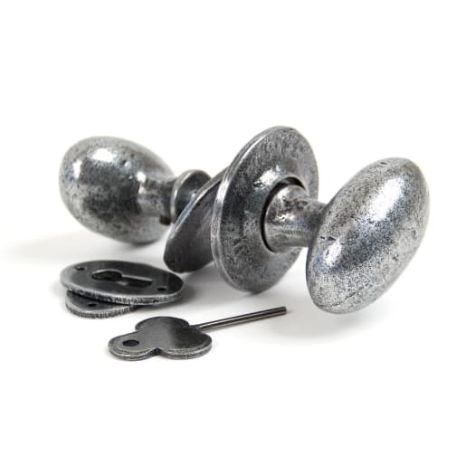 From The Anvil Pewter Oval Mortice/Rim Knob Set