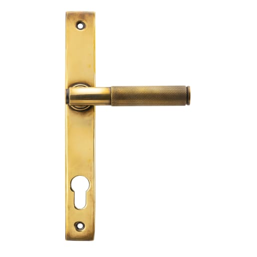 From The Anvil Aged Brass Brompton Slimline Lever Espag. Lock Set