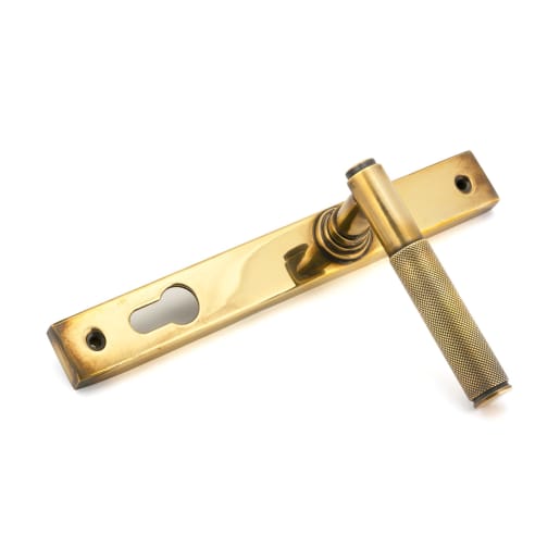 From The Anvil Aged Brass Brompton Slimline Lever Espag. Lock Set