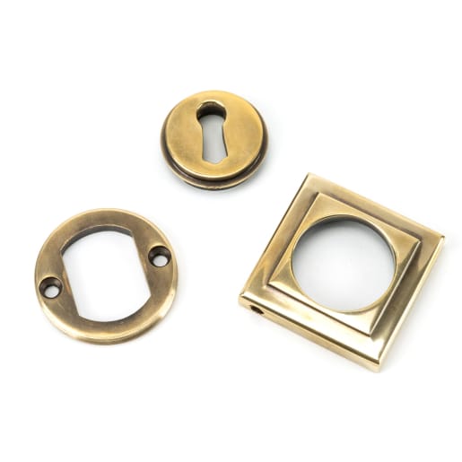 From The Anvil Aged Brass Round Escutcheon (Square)