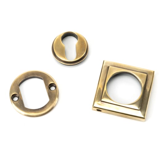 From The Anvil Aged Brass Round Euro Escutcheon (Square)