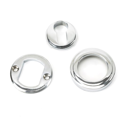 From The Anvil Polished Chrome Round Euro Escutcheon (Art Deco)