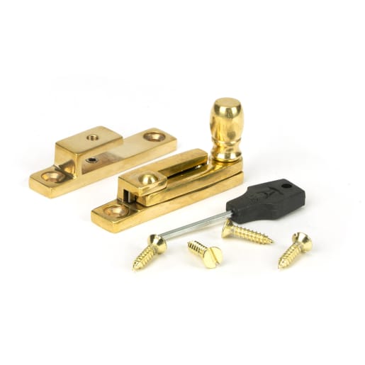 From The Anvil Polished Brass Mushroom Quadrant Fastener - Narrow