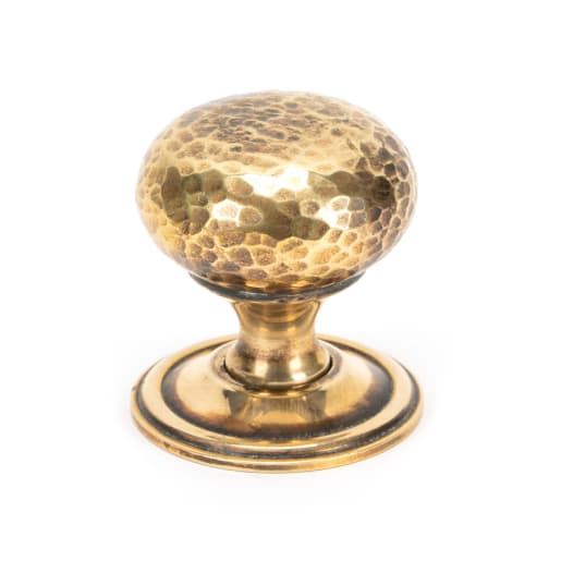 From The Anvil Aged Brass Hammered Mushroom Cabinet Knob 38mm