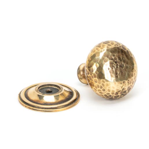 From The Anvil Aged Brass Hammered Mushroom Cabinet Knob 38mm
