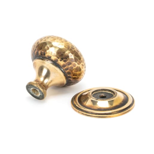 From The Anvil Aged Brass Hammered Mushroom Cabinet Knob 38mm