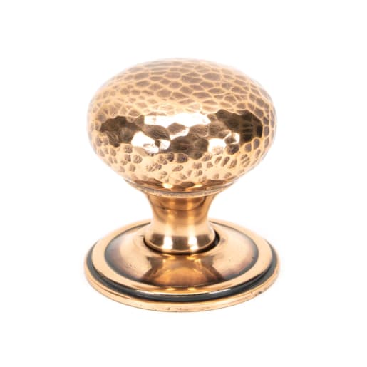 From The Anvil Polished Bronze Hammered Mushroom Cabinet Knob 38mm