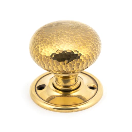 From The Anvil Aged Brass Hammered Mushroom Mortice/Rim Knob Set