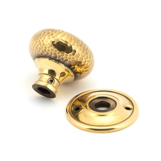 From The Anvil Aged Brass Hammered Mushroom Mortice/Rim Knob Set