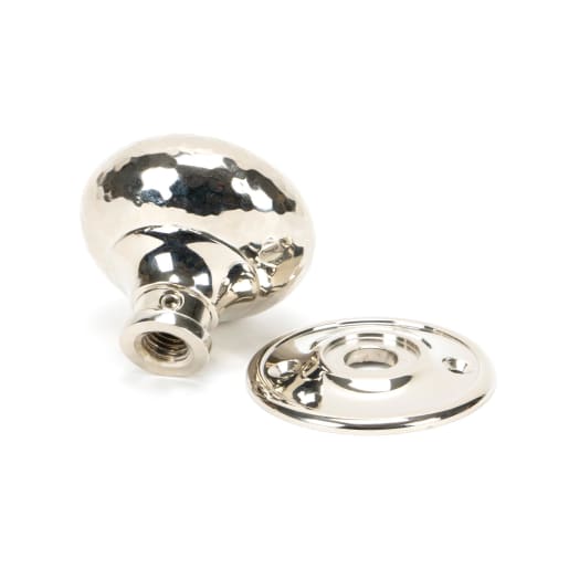 From The Anvil Polished Nickel Hammered Mushroom Mortice/Rim Knob Set