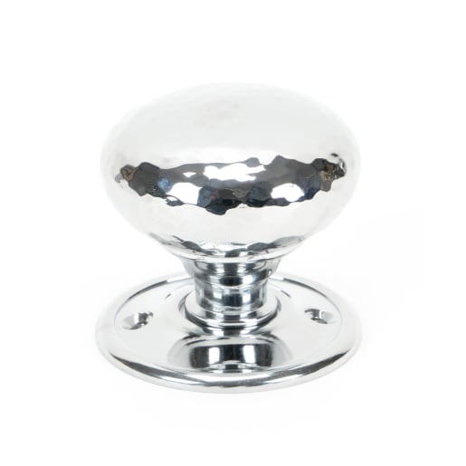 From The Anvil Polished Chrome Hammered Mushroom Mortice/Rim Knob Set