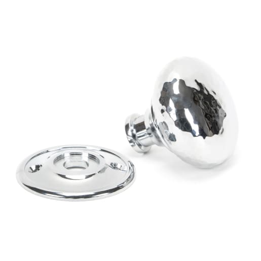 From The Anvil Polished Chrome Hammered Mushroom Mortice/Rim Knob Set
