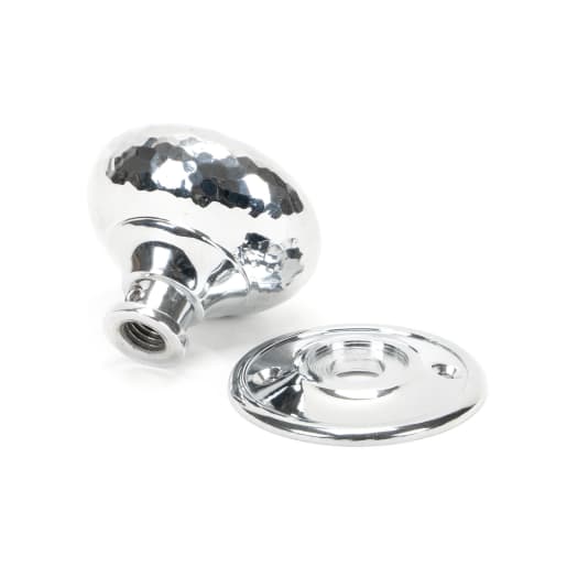 From The Anvil Polished Chrome Hammered Mushroom Mortice/Rim Knob Set