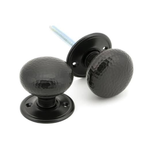From The Anvil Aged Bronze Hammered Mushroom Mortice/Rim Knob Set