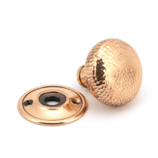 From The Anvil Polished Bronze Hammered Mushroom Mortice/Rim Knob Set