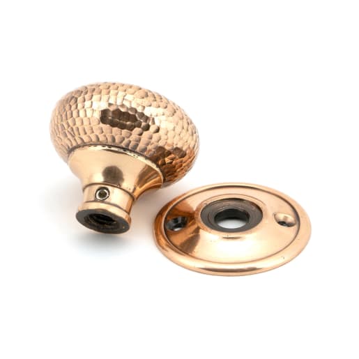 From The Anvil Polished Bronze Hammered Mushroom Mortice/Rim Knob Set