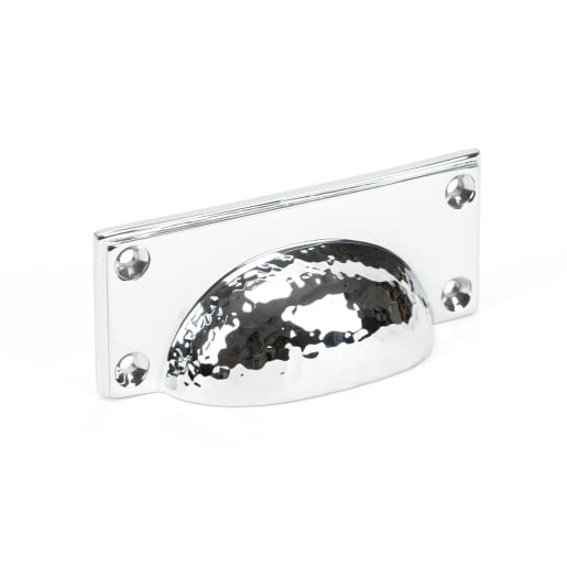 From The Anvil Polished Chrome Hammered Art Deco Drawer Pull