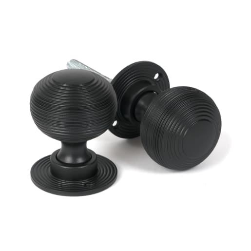 From The Anvil Matt Black Heavy Beehive Mortice/Rim Knob Set