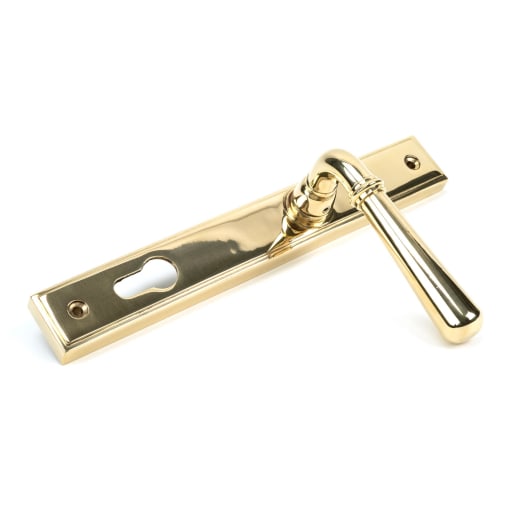 From The Anvil Polished Brass Newbury Slimline Lever Espag. Lock Set