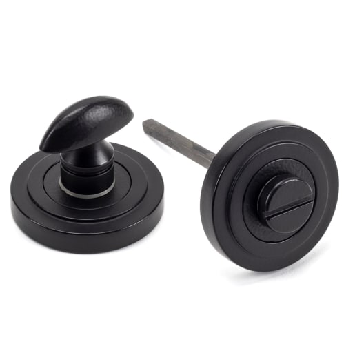 From The Anvil Matt Black Round Thumbturn Set (Art Deco)