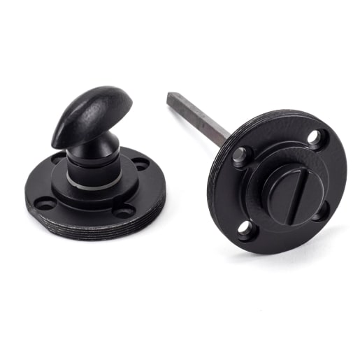 From The Anvil Matt Black Round Thumbturn Set (Art Deco)