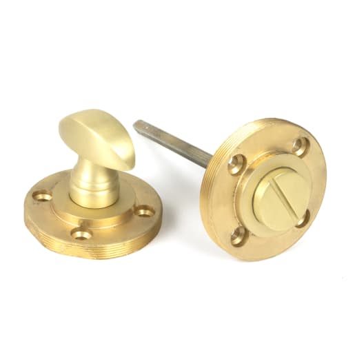 From The Anvil Satin Brass Round Thumbturn Set (Plain)