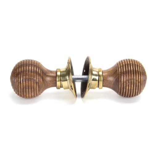 From the Anvil Beehive Mortice/Rim Knob Set Aged Brass/Rosewood