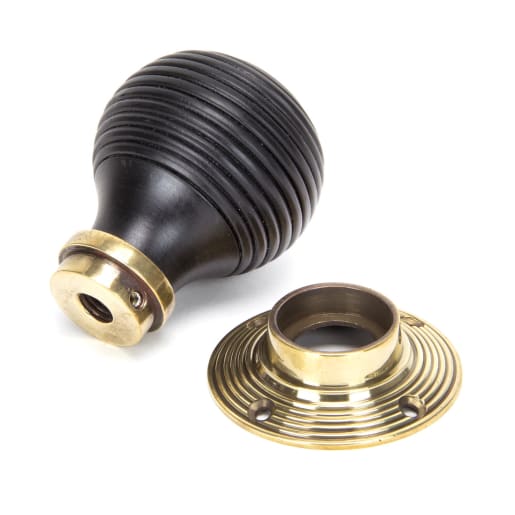 From the Anvil Beehive Mortice/Rim Knob Set Aged Brass/Ebony