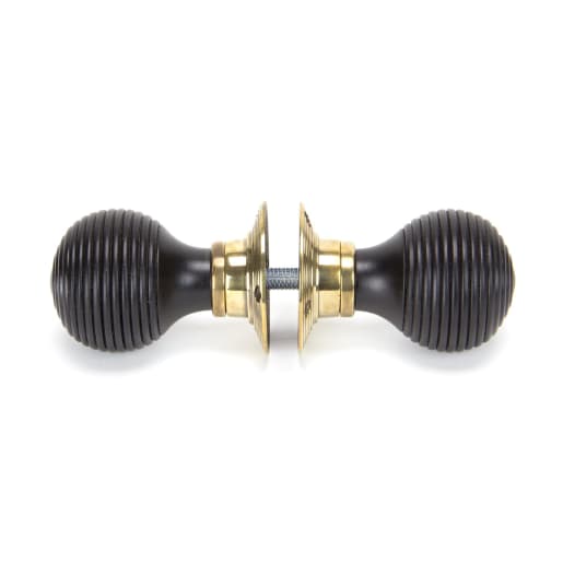 From the Anvil Beehive Mortice/Rim Knob Set Aged Brass/Ebony