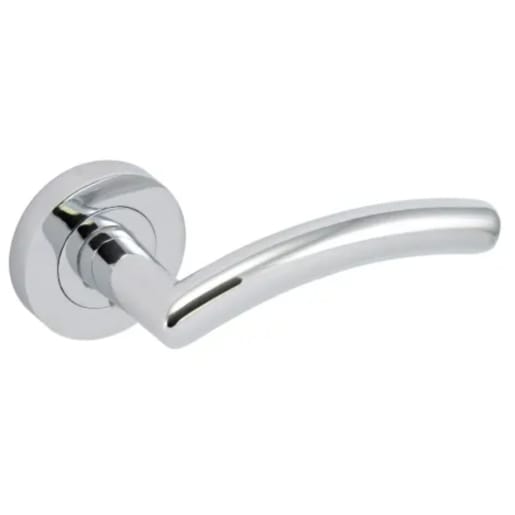 Clarrisa Door Handle Lever on Rose 50 x 10mm Pair Polished Chrome