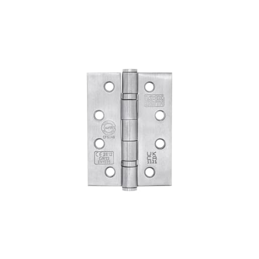 Locksmyth Grade 13 Fire Rated Ball Bearing Hinge 102 x 76 x 76mm Satin Stainless Steel Pack of 3