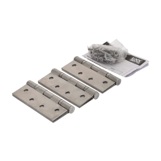 Locksmyth Grade 11 Fire Rated Ball Bearing Hinge 102 x 75 x 64mm Satin Stainless Steel Pack of 3